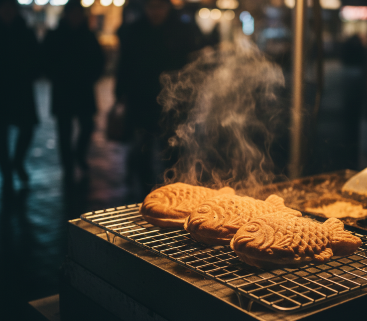 Traditional Korean winter street food, Bungeo-ppang (fish-shaped pastry)